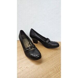 Born Crown Shoes Womens Size 9 Brown Leather Mary Jane Studded Heels Comfort